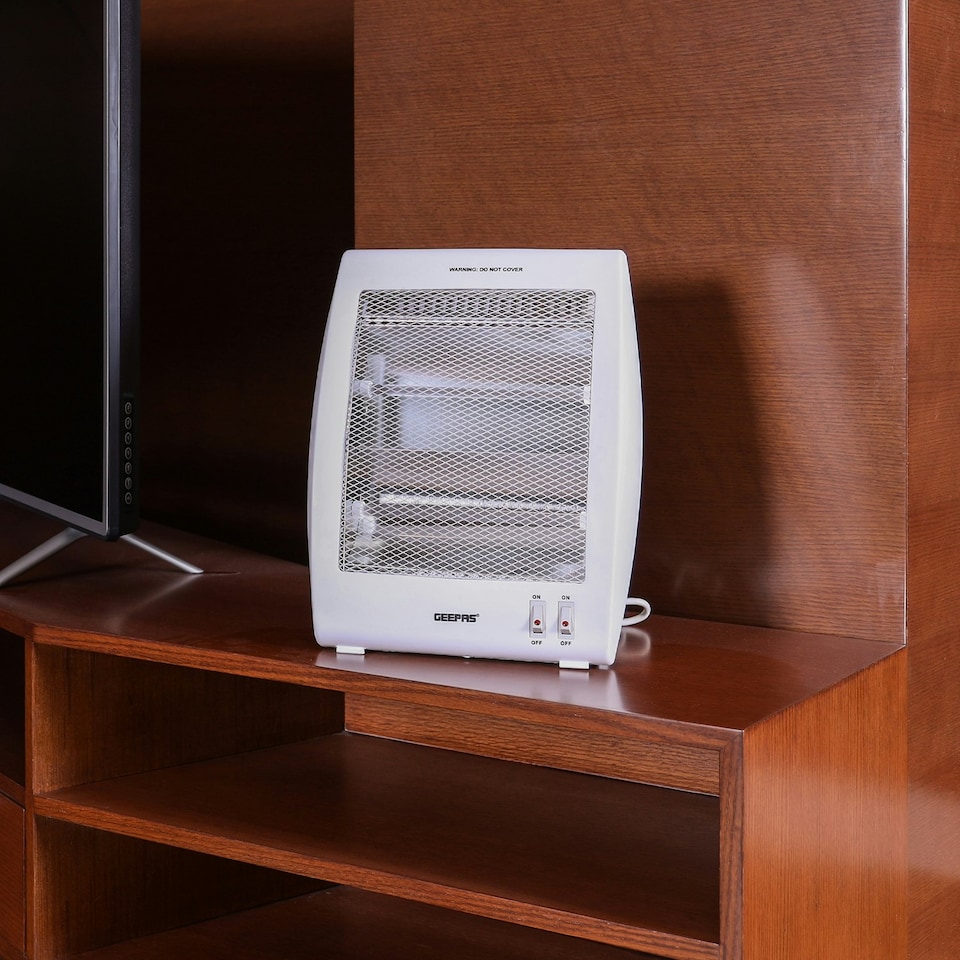 image 1 of GEEPAS Quartz Halogen Heater | 2 Heat Settings 400W/800W, White