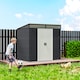 image 9 of Outsunny 6.5 x 4FT Galvanised Metal Garden Shed with Double Sliding Doors and 2 Vents, Lockable Tool Storage House with Foundation Kit, Grey