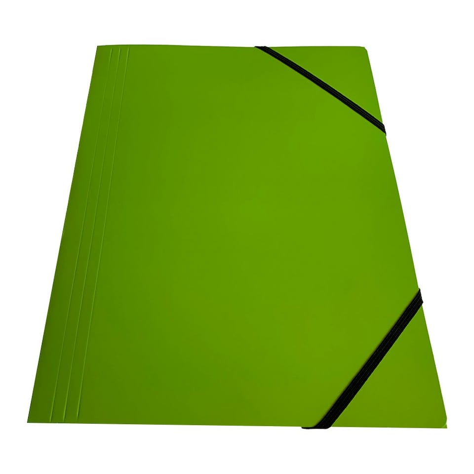 image 1 of Janrax A4 Green Laminated Card 3 Flap Folder with Elastic Closure