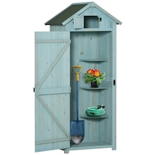 Outsunny Wooden Garden Storage Shed Outdoor Tool Storage Box, Blue