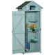 image 1 of Outsunny Wooden Garden Storage Shed Outdoor Tool Storage Box, Blue