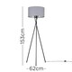 image 3 of ValueLights Camden Black Tripod Floor Lamp Grey & Silver Shade & Bulb Silver