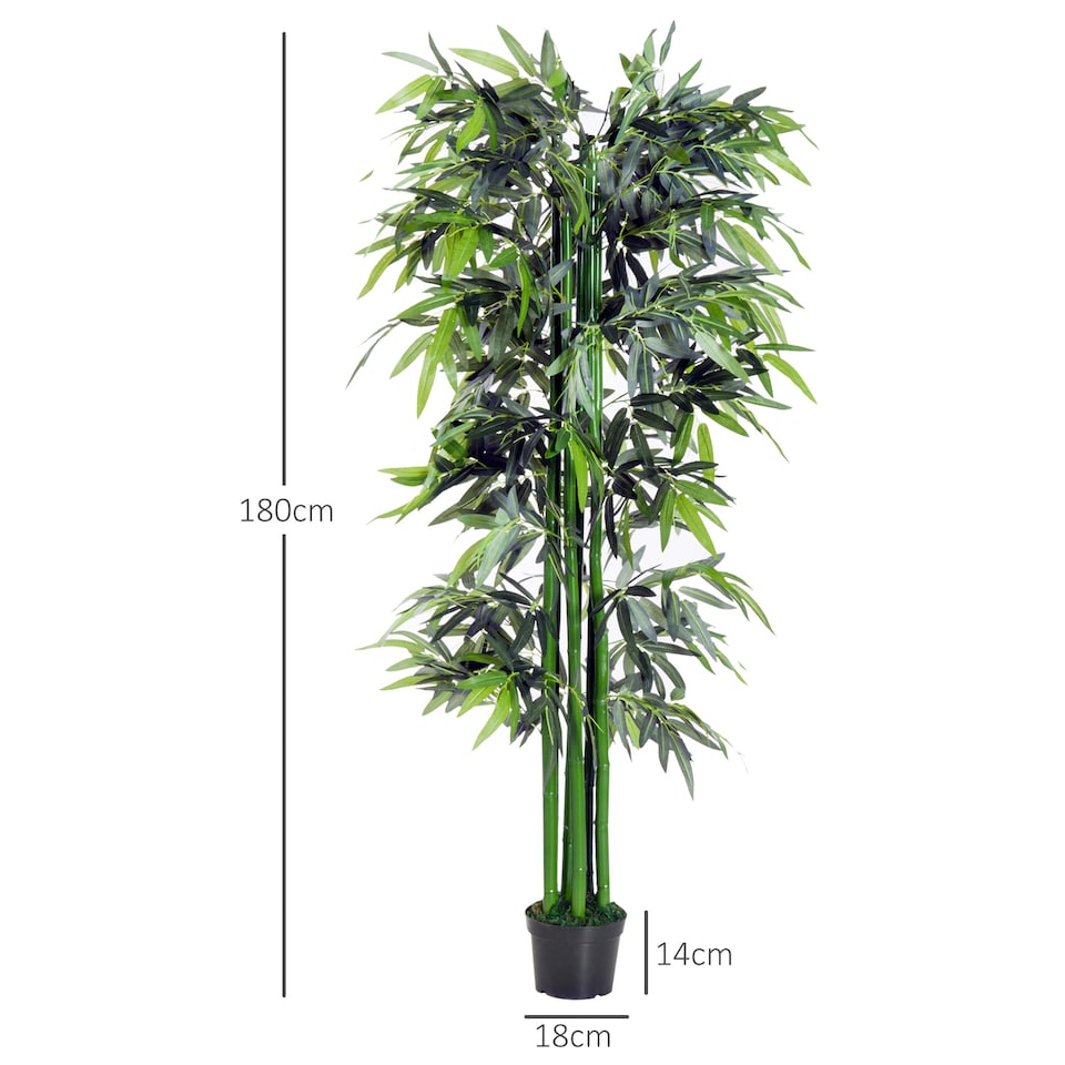 image 1 of Outsunny 6ft Artificial Bamboo Tree Plant Greenery in A Pot for Home Office Planter 1.8M