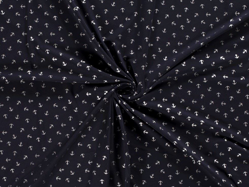 Navy Metallic Cotton Jersey Stretch Knit Fabric for Dressmaking, 155cm / 61" Wide - per metre
