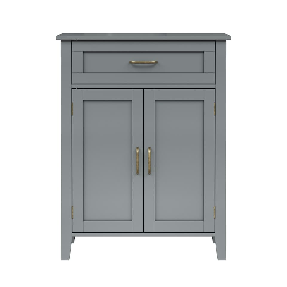 image 1 of Teamson Home Wooden Bathroom Furniture Floor Cabinet Grey