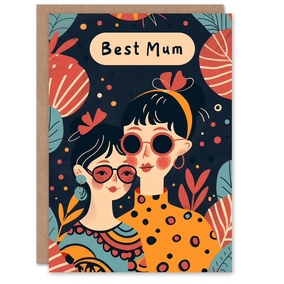 image 1 of Mothers Day Card Best Mum Card Sunglasses Portrait
