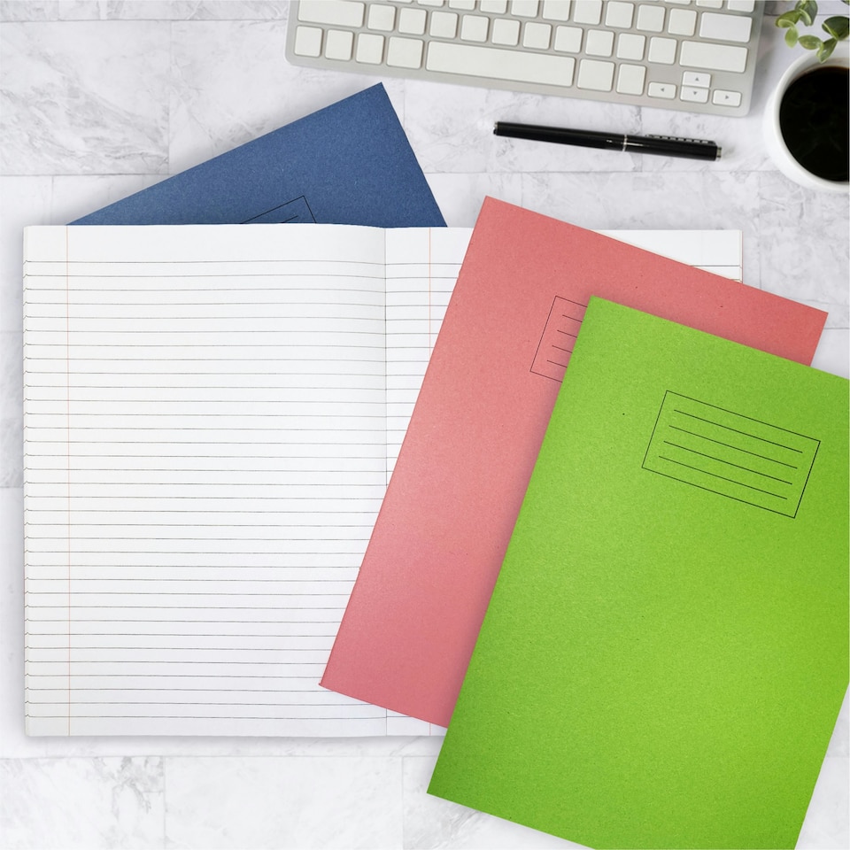 image 1 of Janrax A4 Dark Blue 80 Page Feint Ruled with Margin Exercise Book WF Paper with 225gsm Manilla Cover