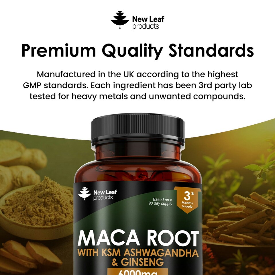 image 1 of Maca, KSM Ashwagandha & Ginseng - 6000mg Capsules