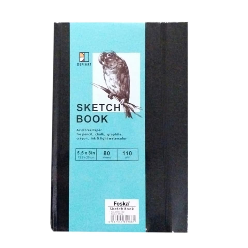 image 1 of Sketch Book 80 Sheets with Elastic Closure and Bookmark 13.9 x 20cm