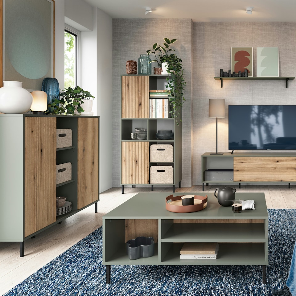 image 1 of Darwin Sideboard 2 Door in Green/Oak