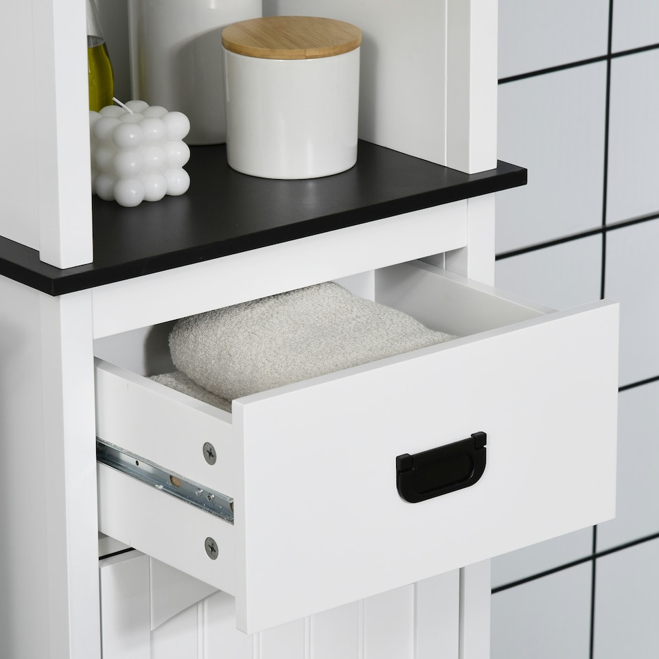image 1 of kleankin Freestanding Tallboy Storage Unit W/ Drawer Single Door Cabinet White