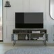 image 4 of Vegas Grey and Bleached Oak Wide 4-Door TV Unit - Modern Media Cabinet with Storage and Shelves | Brown | Brown | 1