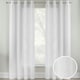 image 1 of Pair of Crete White Linen Look Voile Panels 229 cm (90 inch) Eyelet Panels for Bedroom and Living Room