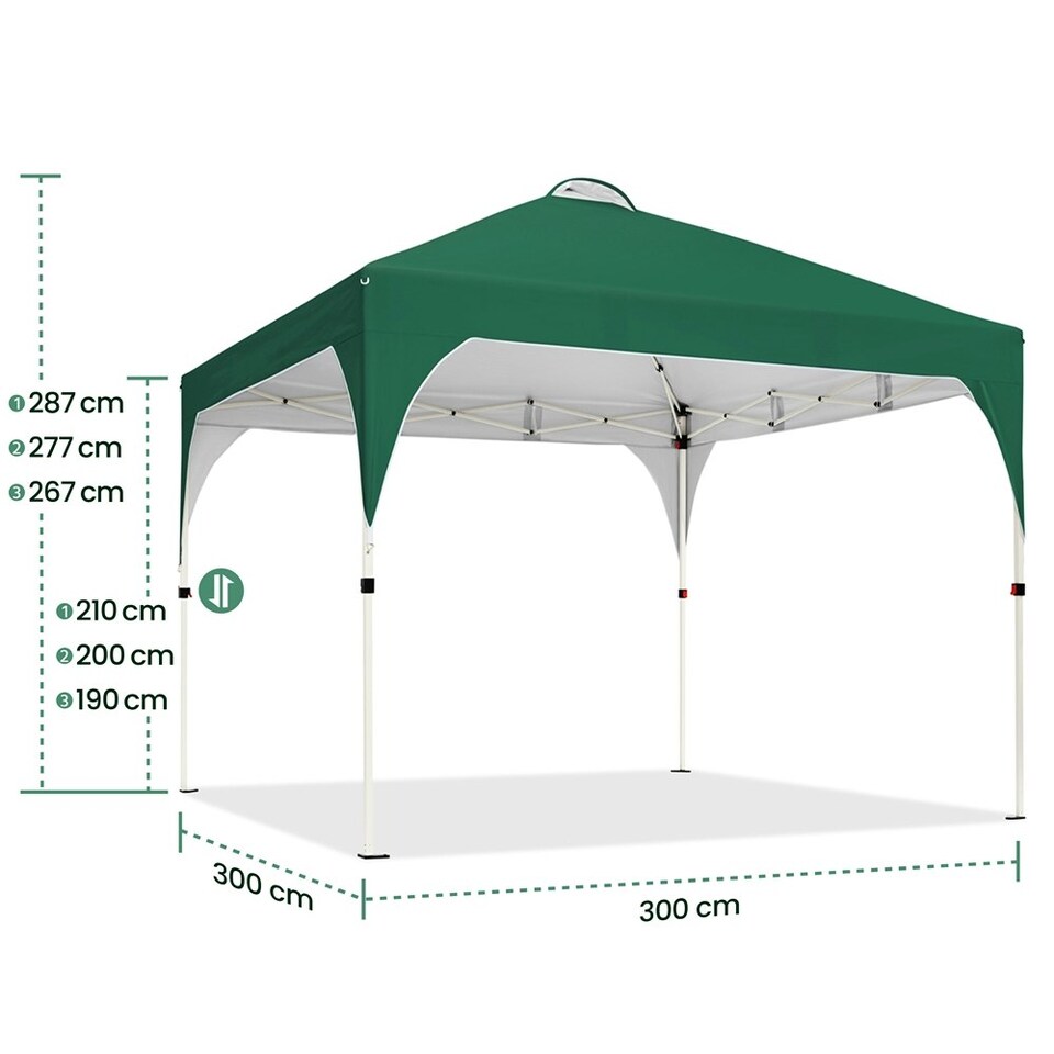 image 1 of Yaheetech 300 cm  × 300 cm Portable Instant Heavy-Duty Canopy Green | Dark Green