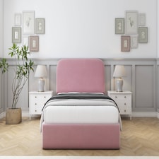 Sloomy Belvoir Pink Plush Bed Frame With 45" Upholstered Headboard 5' King
