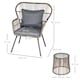 image 5 of Outsunny 3 Pieces Rattan Bistro Set, Wicker Garden Furniture Set with Cushions, Glass Top Coffee Table and Chairs for Outdoor, Patio, Balcony, Grey