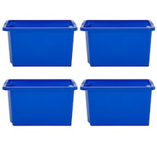 Wham Stack & Store 4 x 35L Plastic Storage Boxes | Blue | 4