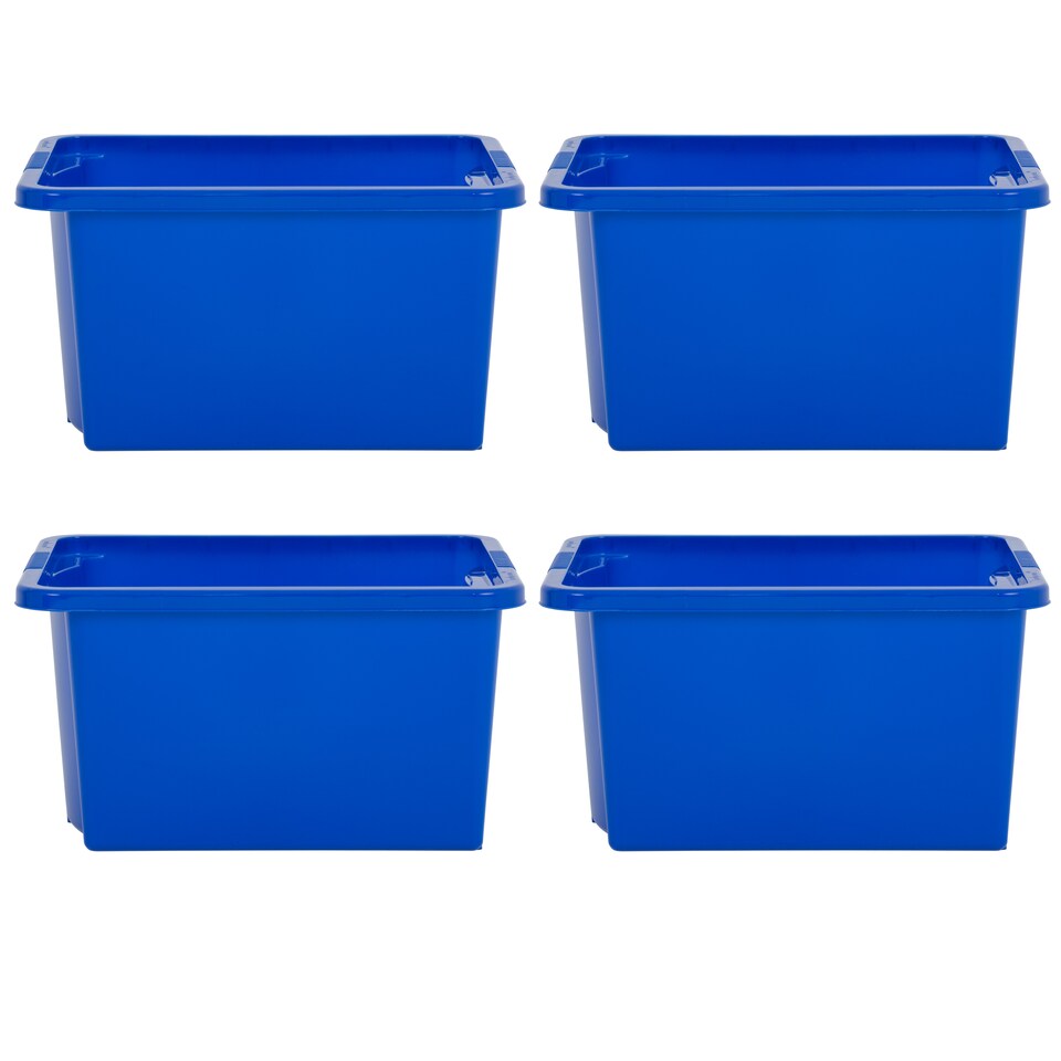 image 1 of Wham Stack & Store 4 x 35L Plastic Storage Boxes | Blue | 4