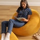 image 5 of Kingston Cord Adults Bean Bag Chair and Pouffe, Ready Filled Beanbag and Footstool Ochre Yellow | Yellow | Ochre Yellow | 2