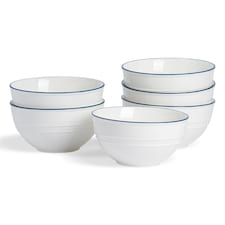 Nicola Spring White Farmhouse Cereal Bowls - 15cm - Pack of 6 | White | White