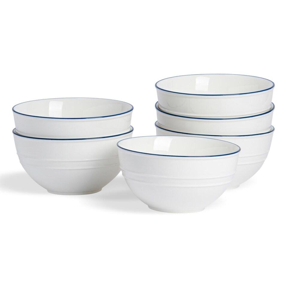 image 1 of Nicola Spring White Farmhouse Cereal Bowls - 15cm - Pack of 6 | White | White