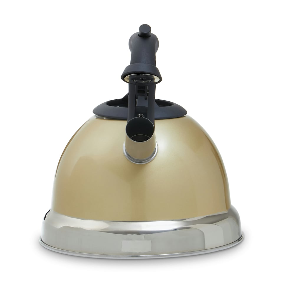 image 1 of Interiors by Premier 3000ml Light Gold Whistling Kettle, Durable Stainless Steel Stovetop Kettle With Whistle & Cool Touch