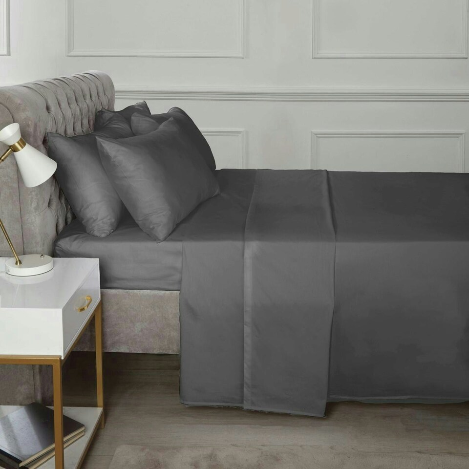 image 1 of Percale 180TC 10" Fitted Sheet - Charcoal Grey | Single