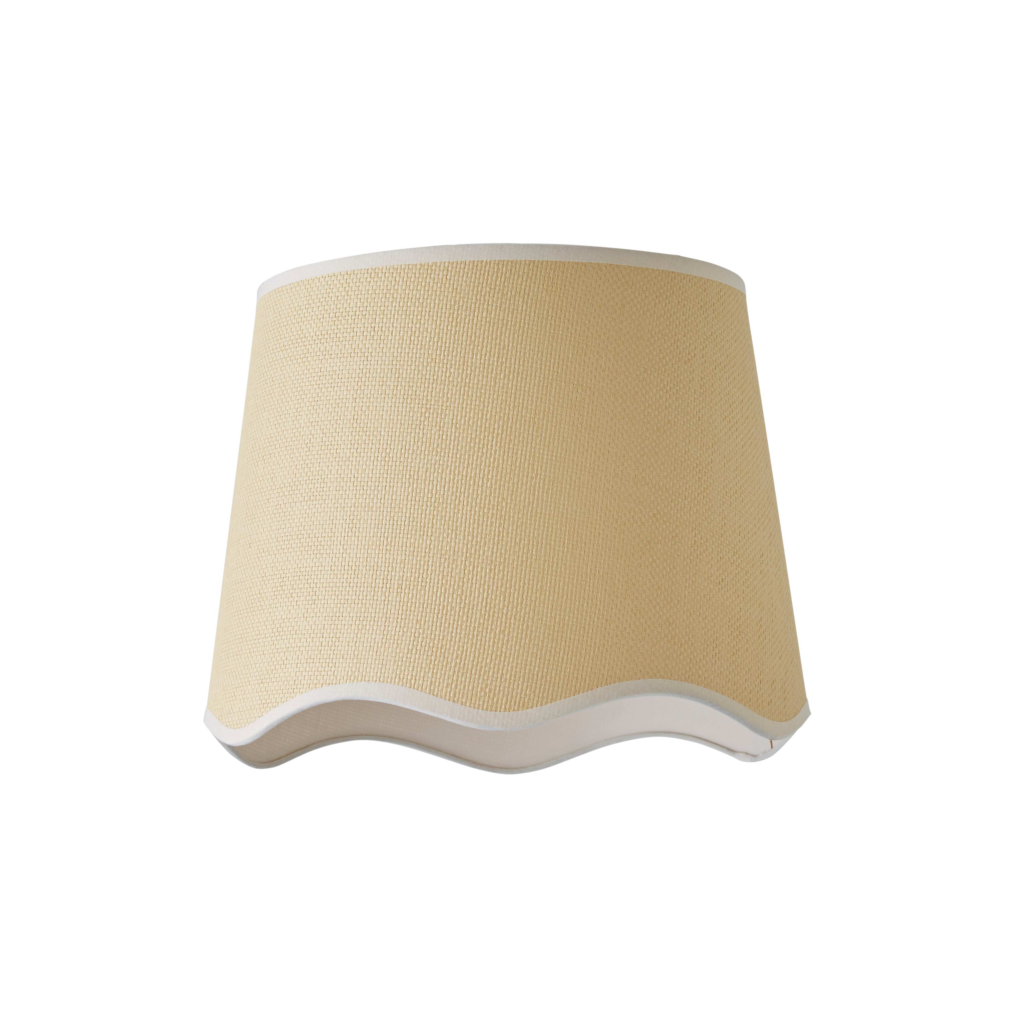 ValueLights Dutton Natural Fabric Scallop Edge Ceiling Floor Table Large Lamp Shade in White