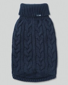 Cable Knit Pullover Dog Jumper - Navy