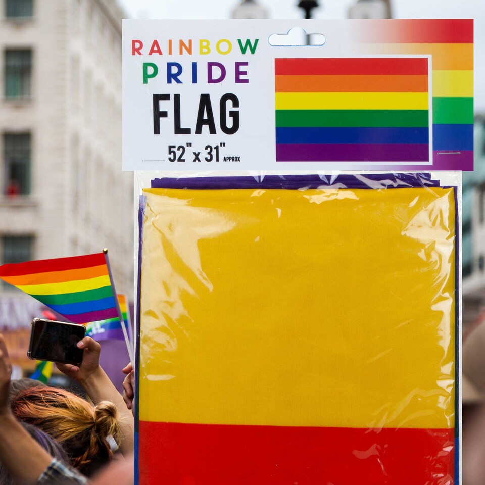 image 1 of PMS Rainbow Pride Flag 52" x 31" - Large Rectangular Rainbow Banner