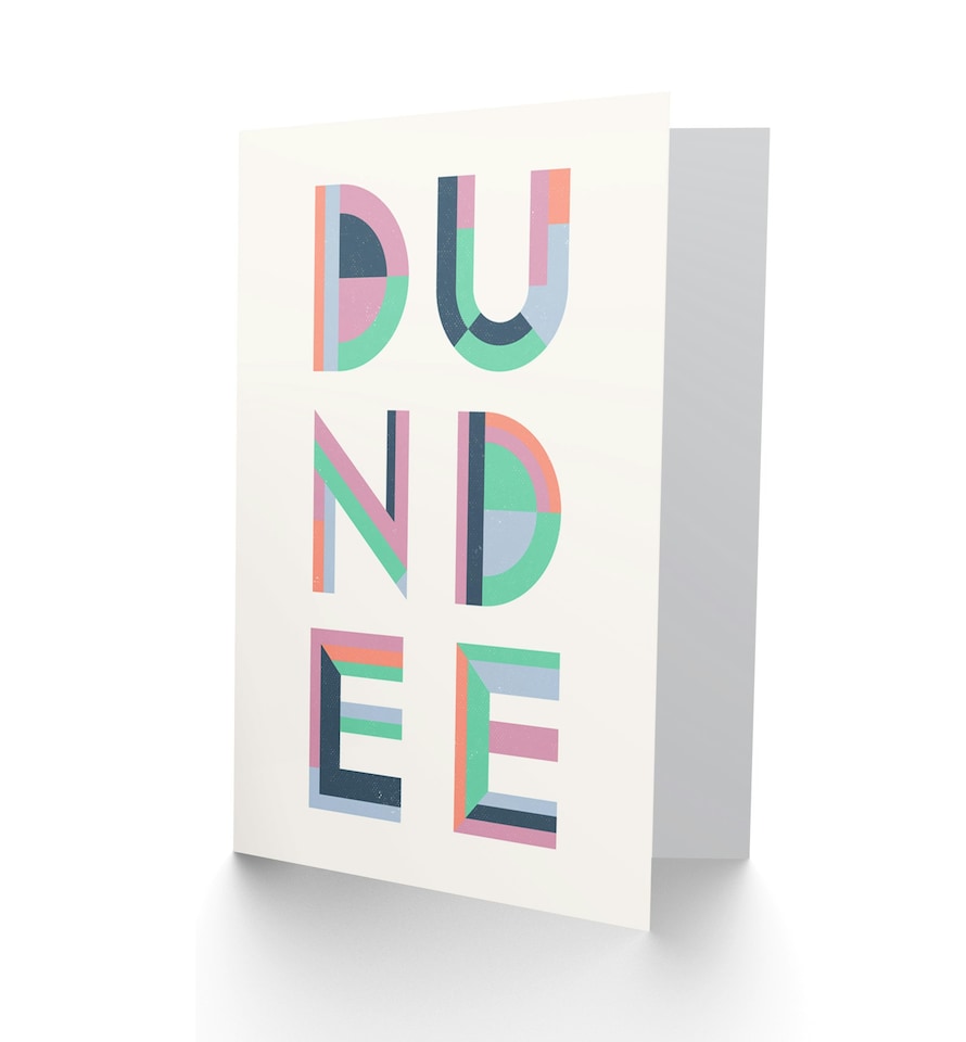 image 1 of Dundee Bright Pastel Colour Art Deco Typography Art Card