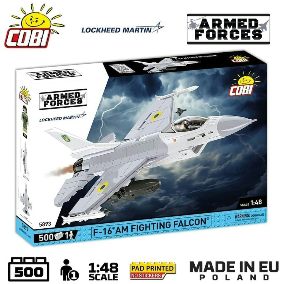 image 1 of F-16 AM Fighting Falcon plane brick model - COBI 5893 - 500 bricks