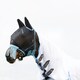 image 1 of Hy Mesh Horse Half Fly Mask With Ears & Fringe - Black/Light Blue - X Full