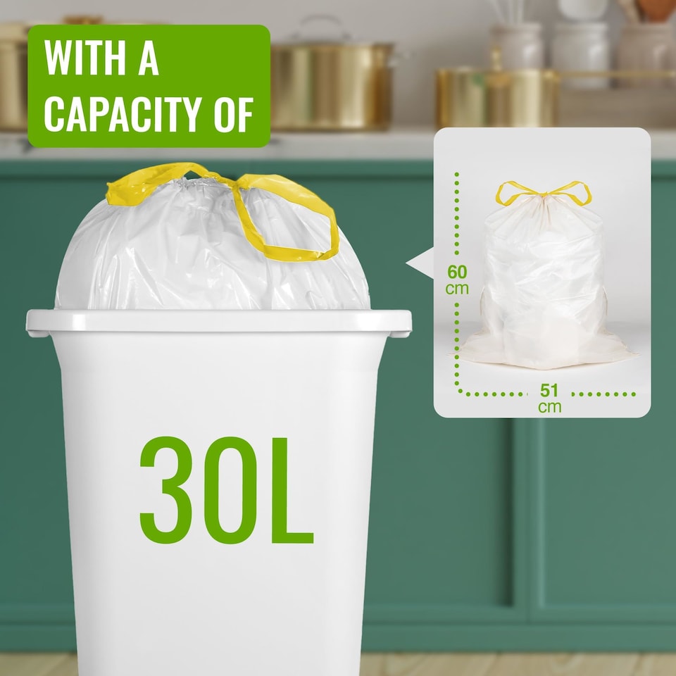 image 1 of Ecobag Ultimate Vanilla Scented Embossed Drawstring Kitchen Bin Liners