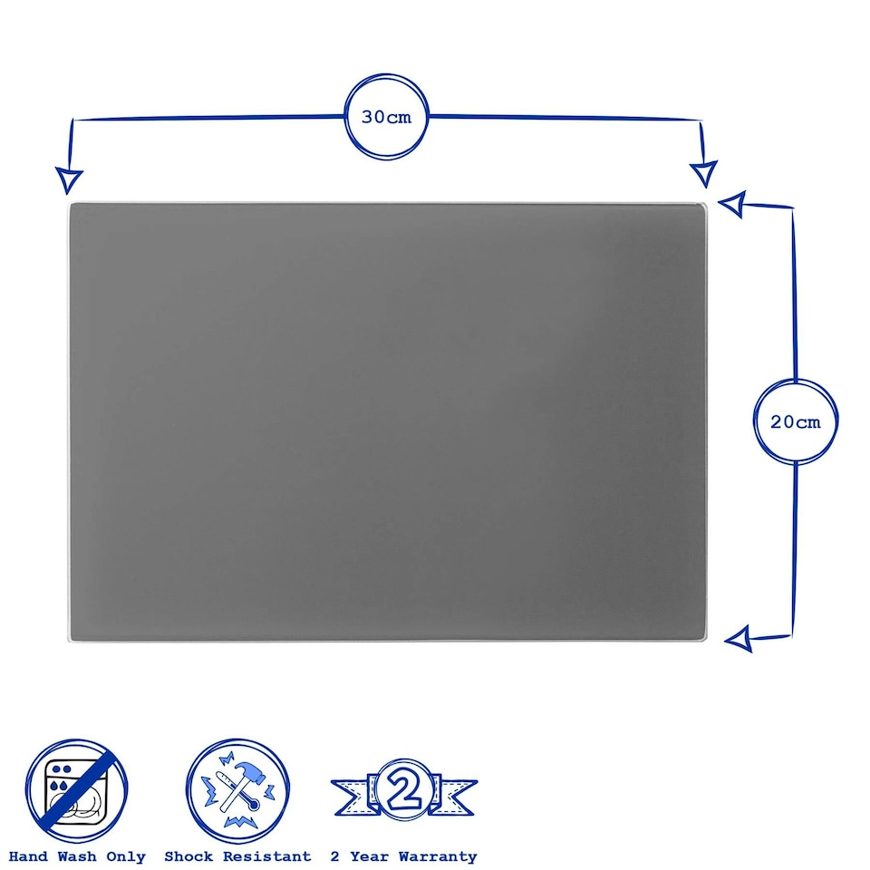 image 1 of Harbour Housewares Glass Kitchen Chopping Board - 30 x 20cm - White - Cutting Board Worktop Saver Worksurface Protector Glass Chopping Board White