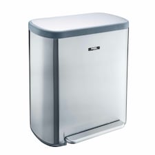 Cooks Professional Dual Recycle Pedal Bin 60L | Single Pedal | 2 x 30L Removable Compartments | Silver