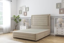 Sloomy Ashford Almond Coniston Divan Bed Base No Drawers With 54 Inch Floor Standing Headboard & 12 Inch Matching Footboard | Cream | Almond | Single | 1