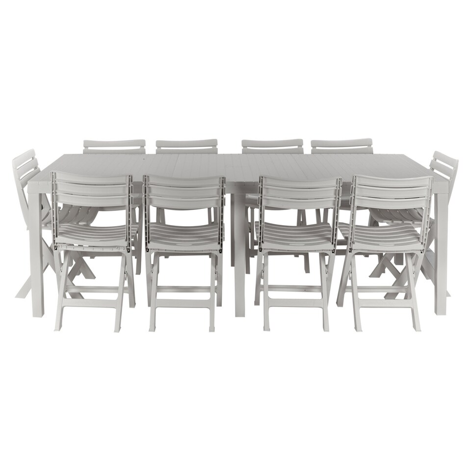 image 1 of Large 2.2M 10-Seater Plastic Adjustable Outdoor Dining Table | White | 1