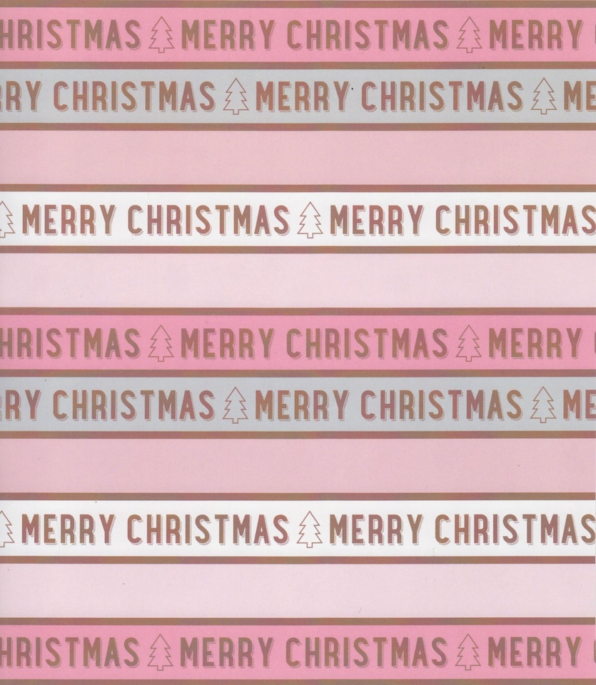 image 1 of Christmas Gift Wrapping Paper 4 x 8M Rolls And Gift Tags Rose Gold Blush Pink