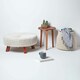 image 6 of Homescapes Natural Large Round Cotton Knitted Footstool on Legs | Cream | 62 x 62 x 30 cm