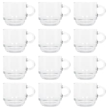 LAV Cozy Stacking Glass Espresso Cups - 90ml - Pack of 12 | Clear | Clear