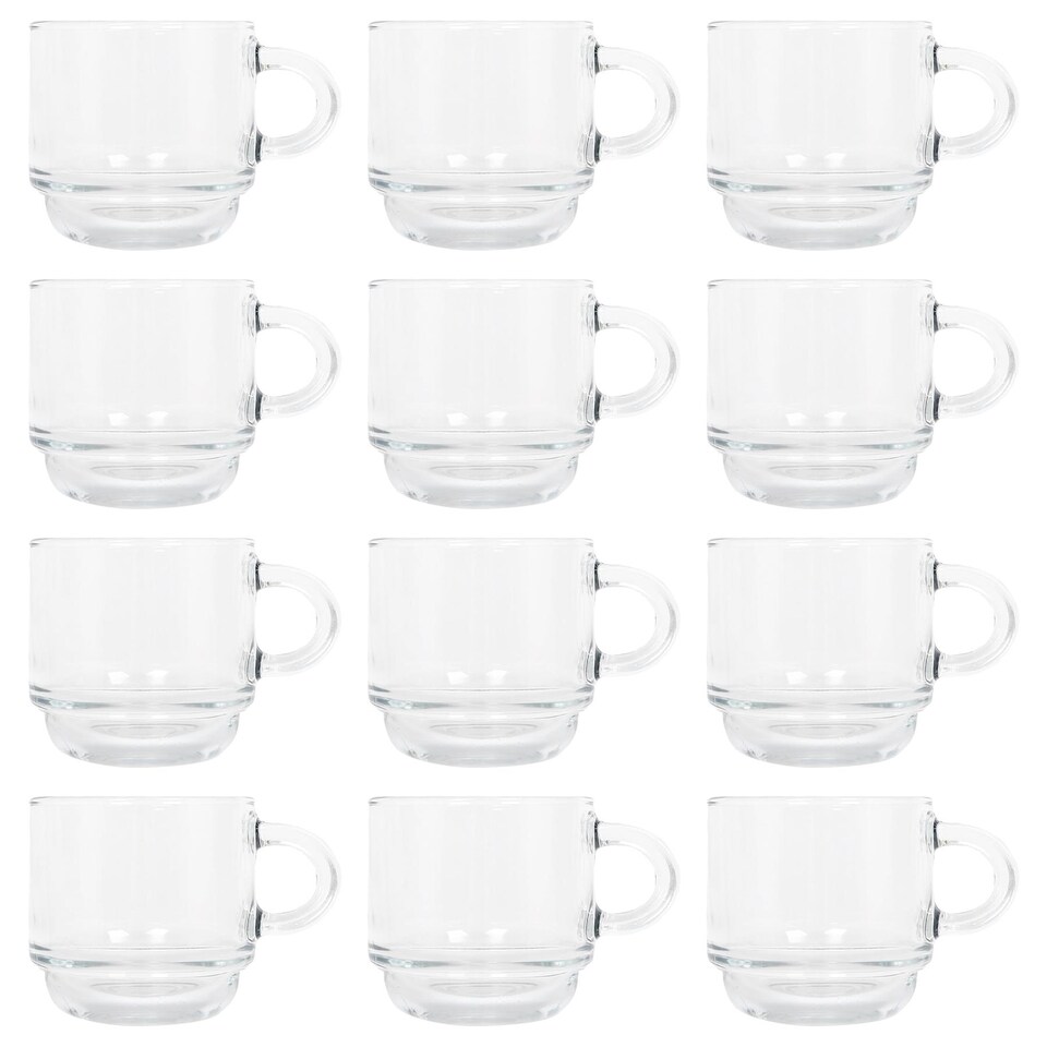 image 1 of LAV Cozy Stacking Glass Espresso Cups - 90ml - Pack of 12 | Clear | Clear