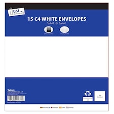 Tallon Just Stationery C4 Peel & Seal Envelopes - White (Pack of 15)