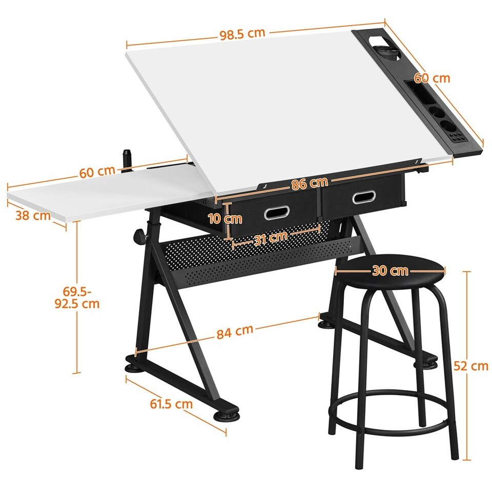 image 1 of Yaheetech Drawing Table & Stool Set
