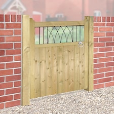 Windsor Low Single Garden Gate - Pressure Treated Scandinavian Redwood - W900 x H1200 mm | Brown | 1