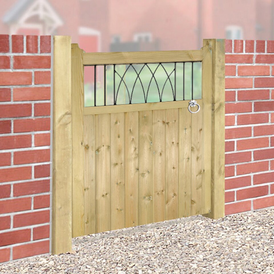 image 1 of Windsor Low Single Garden Gate - Pressure Treated Scandinavian Redwood - W900 x H1200 mm | Brown | 1