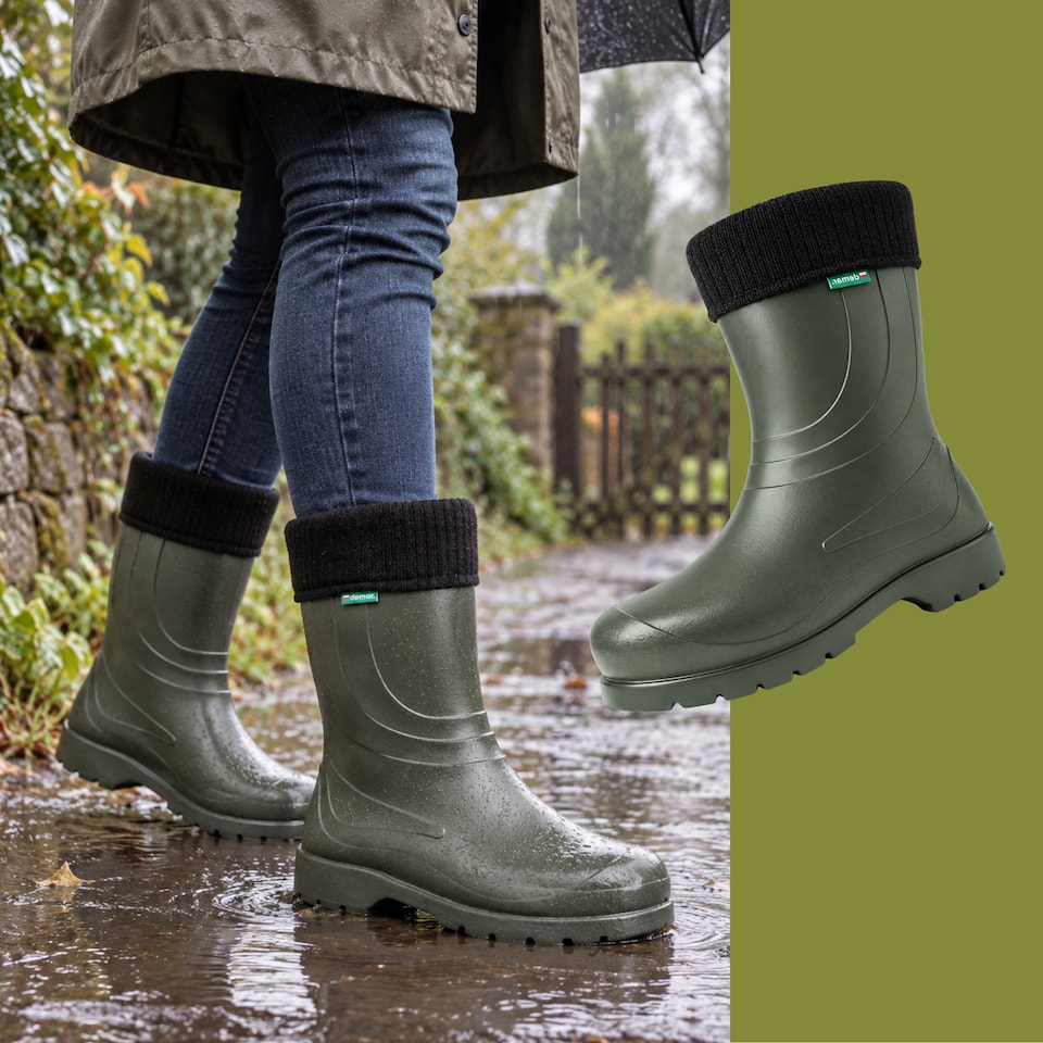 image 1 of Laura Waterproof Women's EVA Wellies with a removable warming liner Green EU42