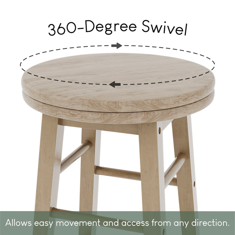 image 1 of Chef Vida Wooden Revolving Bar Stool, Pine