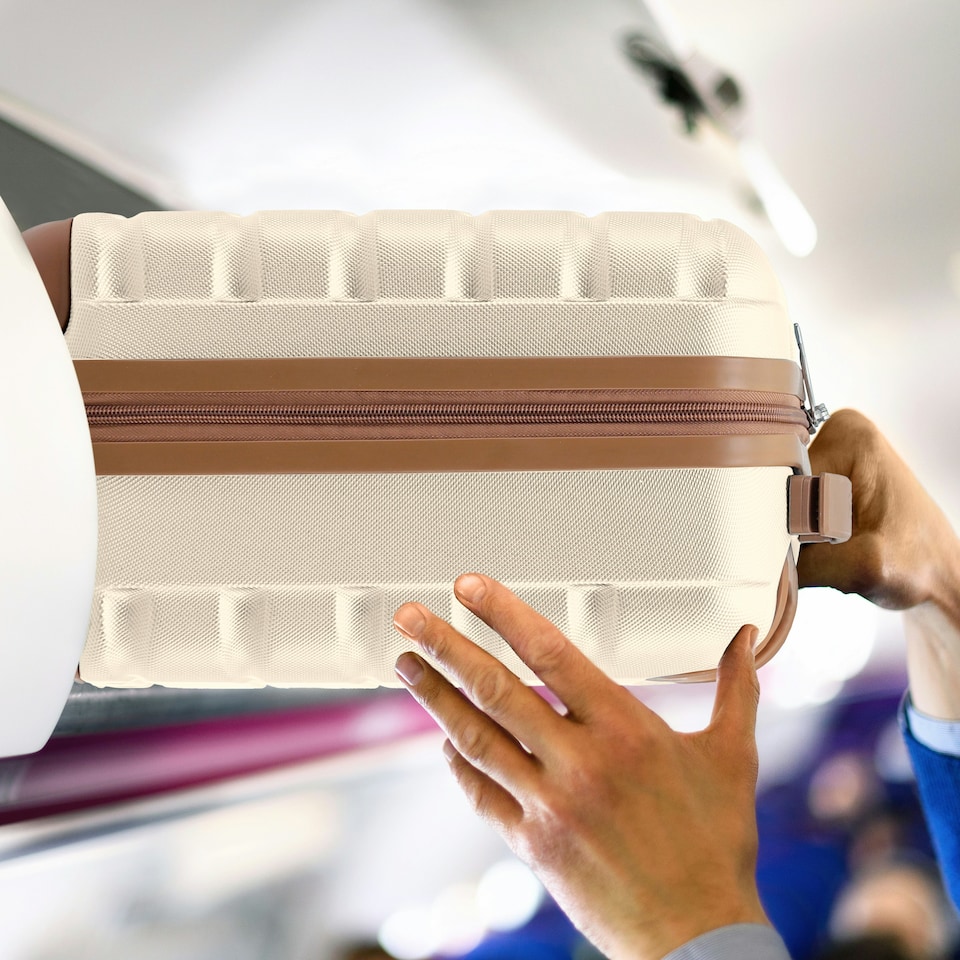 image 1 of 40x20x25cm Ryanair Free Carry-On Maximum Size Cabin Suitcase - Lightweight 4 Wheel ABS Hard Case - Cabin Carry On Hand Luggage Suitcase 100+ Airline Approved Cream | Cream | Cabin Bag