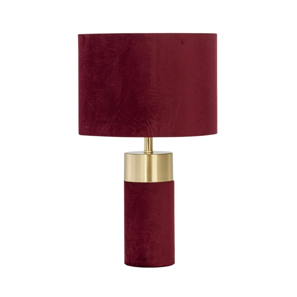 image 1 of Burgundy Velvet with Brass Detail Table Lamp Purple | Purple